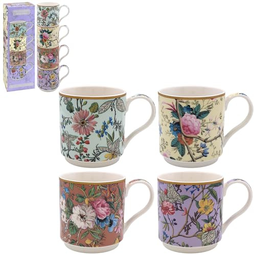 Lesser & Pavey Stacking Mugs Set of 4 | Ceramic Coffee Mugs Set for Home or Work | Premium Design Mugs Set for All Occasions | Lovely Mugs for Tea, Coffee & Hot Drinks - William Kilburn