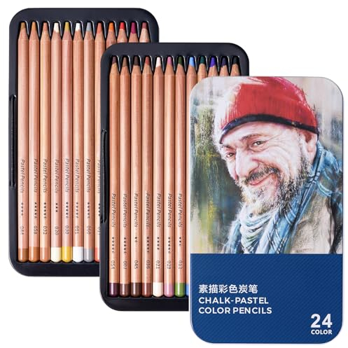 LIGHTWISH Professional Pastellstifte für Künstler Set mit 24 Farben für Porträtmalerei und mehr - ideal für Mischtechniken, Mischungen und Markierungen sowie für traditionelle Pastellmalerei