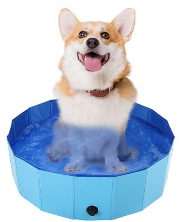 Faltbarer Hundepool, Schwimmbecken für Hunde, Faltbar Hunde Planschbecken, Hundepool Zusammenfalten, Lassen Sie Ihre Haustiere Im Sommer Viel Spaß und Freude Haben, 50 x 10cm