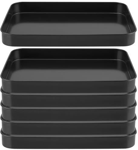 SEUNMUK 6 Pack Black Baking Tray, 24.5x18.5x2.6cm Carbon Steel Baking Sheet Pan Non Stick Oven Trays Rectangle Black Baking Tray for Bread, Cake, Pizza and Meat