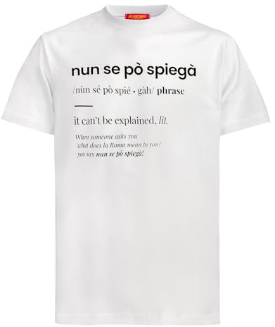 AS Roma T- Shirt Nun Se Po Spiega, Blanc, M Mixte