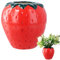 Focenat Erdbeer Vase Rot, Keramik Vase, Blumenvase Wohnzimmer, Aesthetic vase für Dekoration, Erdbeervase Keramik mit Rillen für Schlafzimmer Esstisch Tischdeko Büro Dekor, 15x15CM