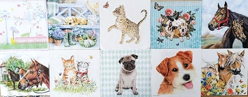 Servettset med decoupage-lim – hundar och katter (hundar och katter 2)
