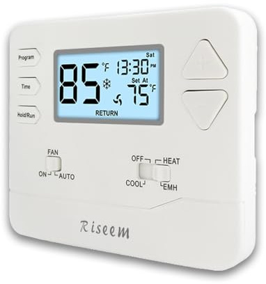 Thermostat for Heat Pump,Programmable Thermostat for House,Single-Stage Systems,2 Heat/1 Cool Heat Pump Or 1 Heat/1 Cool,Easy DIY Install,White Backlight