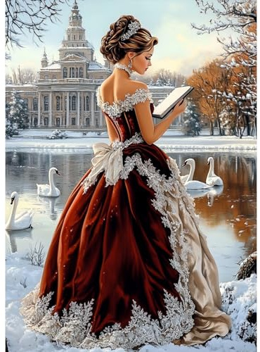 MAXBYE Red Dress Lady Diamond Painting Kits, 5D Diamond Art Kits Adults | Round Full Drill Diamond Art Gem Cross Stitch for Beginner, DIY Crystal Art Craft Gifts Home Wall Decor 30x40cm