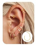 Adramata 10 Stücke Piercing Ohr Edelstahl Nasenpiercing Ring 16G/18G Knorpel Creolen für Damen Männer 6-12mm Helix Ohrringe Septum Couch Daith Lip Tragus Piercing Set Gold/Silber