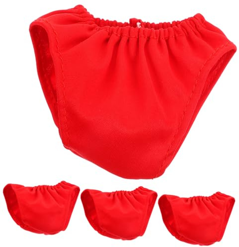 LALADEFIEE Lot De 4 Culottes De Poupée Jouet Rouges, Taille 45-60 Cm, sous-vêtements Réutilisables en Tissu Léger, Accessoires pour Vêtements De Poupée, Jeu De Simulation pour Garçon Et Filles