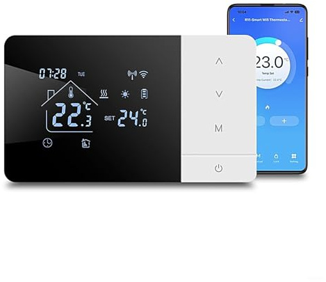 Ylnailky Smart termostat | APP & röststyrning Wifi-termostat | Temperaturkontroll med skärm – för hem hus hotell inomhus vardagsrum sovrum badrum garage källare