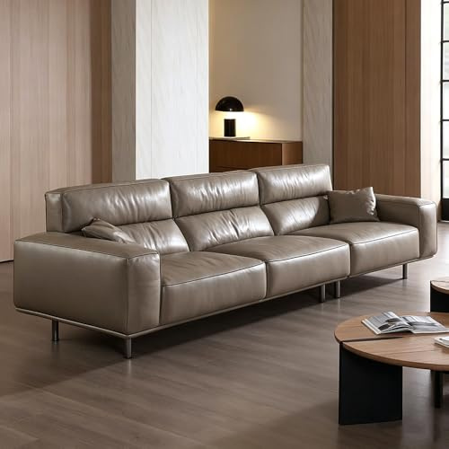 Italiensk modern minimalistisk lädersoffa, massiv träram, rymlig och mjuk soffa, modern stor storlek, lämplig för vardagsrum/kontor/lägenhet/hotell.