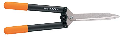 Fiskars PowerLever 1001564 - Tijeras cortasetos HS52, Recubrimiento antiadherente, cuchillas de Acero de calidad/Plástico reforzado con Fibra de vidrio, longitud: 58.5 cm, color Negro/Naranja