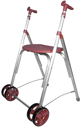 Forta Kamaleon - Déambulateur léger et pliable pour personnes âgées - Avec assise, hauteur réglable et roues doubles avant fixes - Pour une utilisation en intérieur - Capacité de charge jusqu'à 150 kg