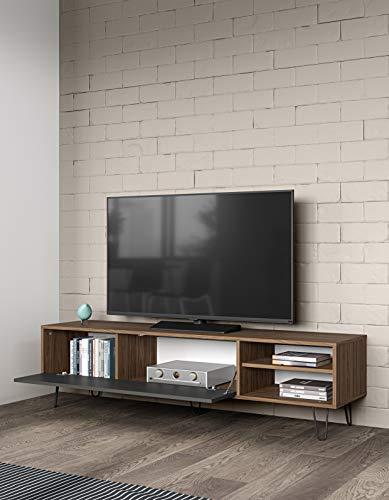 Temahome Elektra A4 Mobile TV, Holz veredelt, Edelstahl, nussholz, 43.5 x 165 x 40 cm