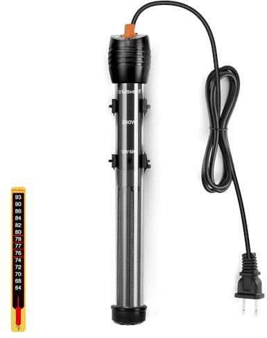 Orlushy Submersible Aquarium Heater, Adjustable Fish Tahk Heater with Free Thermometer Suitable for Marine Saltwater and Freshwater
