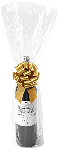 Wowfit Cello Bags,10 CT 9x20 inches Clear Cellophane Bags Perfect for Gift, Presents, Wine Bottles, Bridal/Baby Showers and More (Flat, No Gusset, Ribbon NOT included)