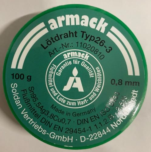 armack Lödtråd typ 26-3 0,8 mm Ø 100 g blyfri S-Sn95Ag4Cu1 fyllt flöde