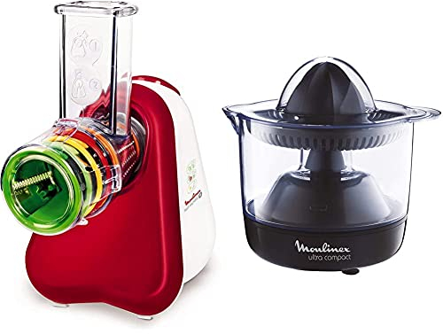 Moulinex DJ755G Fresh Express + Hachoir multifonctionnel avec 5 accessoires & PC120870 Presse Agrumes Électrique Ultra Compact 25W Jus Orange Citron Pamplemousse Capacité 0,45L Noir