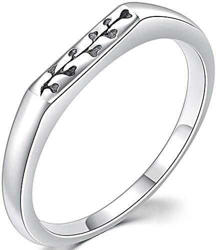 Jude Jewelers Stainless Steel Hammered Floral Narrow Signet Stacking Styel Promise Statement Anniversary Ring (Silver, 7)