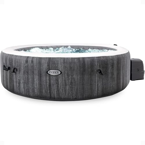 Intex PureSpa Plus 6 Person Portable Inflatable Round Hot Tub Spa with 170 Jets - Outdoor Blow-Up Hot Tub with Pump, Filter, Cover, and Dispenser Ball
