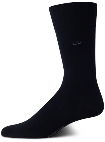 Calvin Klein Mens Dress Socks - 1 Pair Lightweight Stretch Soft Work Crew Socks for Men for Casual Business & Formal Attire, Size 7-12, Navy