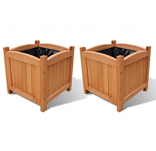 Lot de 2 parterres surélevés en bois - Pour extérieur, terrasse, jardin, pots de fleurs, légumes, fruits, herbes - 30 x 30 x 30 cm