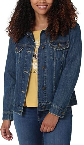 Wrangler Chaqueta de mezclilla con ajuste relajado para mujer, Dirt Road, XS