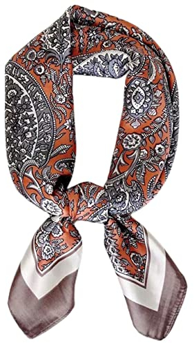 prinfantasy Halstuch Damen gepunktet - Nickituch Seide - Seidentuch für Damen mit Polka Dots Muster Bandana Tuch perfekt für den Sommer Ziegelrot M070030