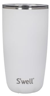S'well Tumbler with Lid, 530ml, Moonstone, Vacuum-Insulated Travel Cup with Pop-On Lid, for Hot and Cold Beverages, On-the-Go up to 12h Cold/4h Hot, White