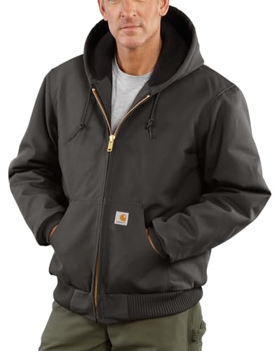 Carhartt Herr J140 lös passform fast anka isolerad flanellfodrad aktiv jacka, Grus, XL
