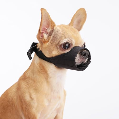 Yoolhamy Maulkorb Kleine Hunde, Maske für Hunde mit Kurzer Schnauze Weicher Mittelgroße Hundemaulkorb, Giftköderschutz Verhindert Fressen Bellen für Chihuahua, Shih Tzu Bulldogge, Pitbull