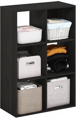 Furinno PELLI Closet Organizers and Storage, 6-Cube Closet Organizer, Open Shelf Closet Storage, for Wardrobe, Bedroom, Living Room, Espresso