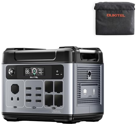 OUKITEL P2001 Plus Power Station 2400 W, 2048 Wh con copertura generatore, 13 connettori, corrente alternata 230 V, alimentatore mobile UPS per interruzioni di corrente a casa e in campeggio