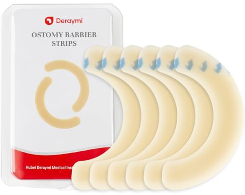 DERAYMI 60 strisce di barriera stomica, barriera idrocolloide, accessori per stomia, strisce di fissaggio anti-perdite, nastri adesivi per la cura della stomia, sacchetti per colostomia, sacchetti per