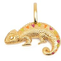 SINGULARU - Charm Camaleón Enamel Lima. Latón con Acabado en Baño de Oro de 18kt. Colgante Reversible con Esmalte de Colores y Circonitas. Joyas para Mujer