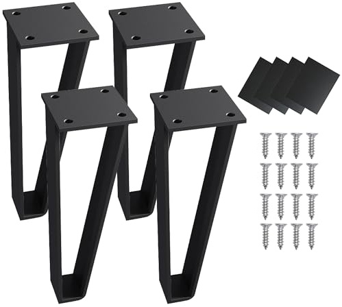 INMOZATA 16inch/41cm Hairpin Legs, Set of 4 Heavy Duty Table Legs Metal with Screws & Foot Pads, 3.8cm Diameter 2 Rods Widened DIY Furniture Legs for Table Desk Coffee Table Breakfast Bench