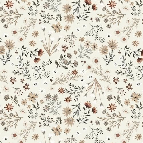 Fiula Papier Peint Autocollant 41Cm X 3M Fleurs Film Décoratif Pour Meubles Marron Clair Motif Feuille Papier Peint Mural Pour Salon Chambre À Coucher Imperméable Cuisine