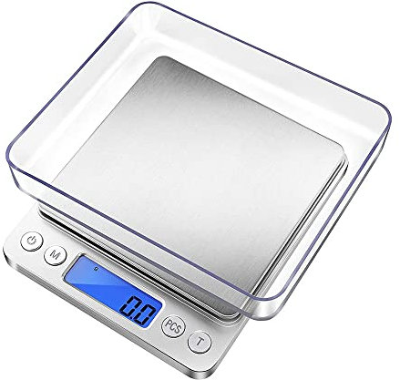 Balance de cuisine numérique de précision avec bol - 3 kg - Écran LCD et fonction tare - En acier inoxydable - Facile à nettoyer - Idéal pour la cuisson et la préparation des repas - Batterie incluse