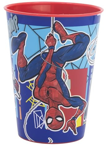 Stor Gobelet Enfant Spider-Man 260ml en Plastique - Incassable, Sans BPA - Verre Idéal pour Enfants à la Maison et à l'École