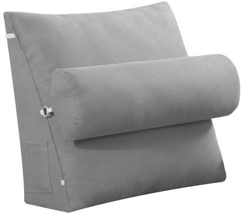 GOZYLA Keilkissen Lesekissen 60x50x20 cm: Dreieckige Baumwolle Verstellbar Nackenrolle Lendenwirbelstütze Rückenkissen Rückenstütze für Zuhause Büro Bett Sofa Wand Wohnmobil Lesebegeisterte