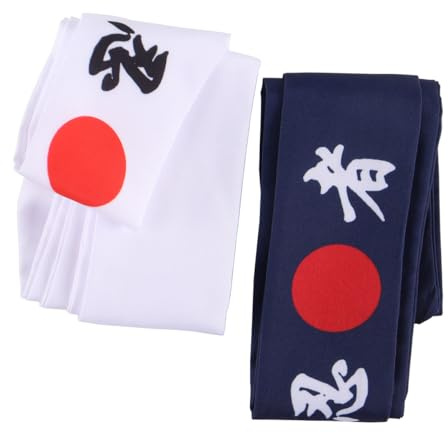 Gorise Lot de 2 bandeaux de chef japonais, couvre-chef de sushi, unisexe, pour la cuisine, le sport et le karaté, taille réglable, pour un usage quotidien