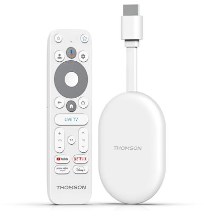 THOMSON Go Cast 150, Google TV, 4K UHD, Streaming Dongle, Sprachsteuerung, Voice Control, Google Cast, Dolby Atmos, Dolby Digital Plus, Wi Fi, Mehrfachstecker Netzteil, 2 GB RAM, 8 GB Speicher