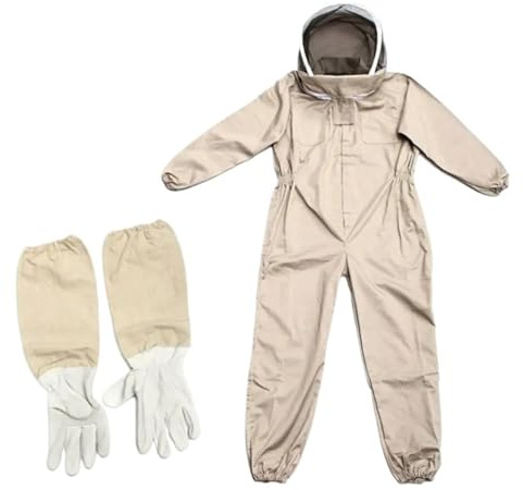 Imkerbekleidung 1 Set Professioneller, belüfteter Ganzkörper-Imkereianzug mit Handschuhen(XL)