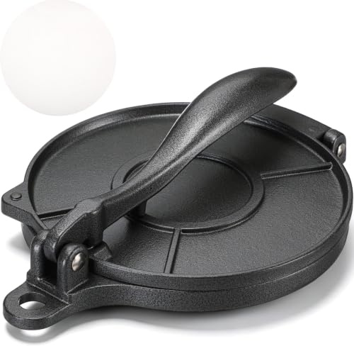 Teenyyou 10 Inch Cast Iron Tortilla Press with 200 Parchment Paper Sheets