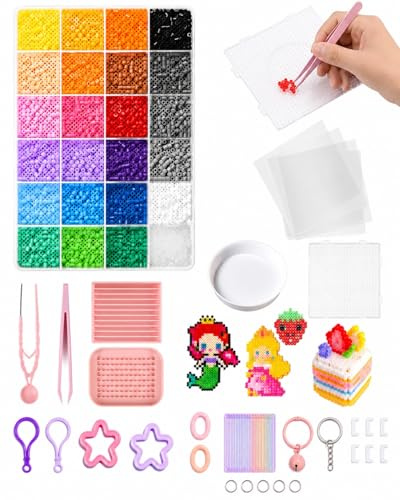 TISCH Kit Perles à Repasser Mini 2.6mm - 24 Couleurs Vives pour Pixel Art Détaillé, DIY & Loisirs Créatifs | Idéal Enfants & Adultes