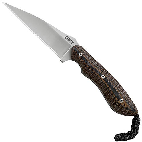 CRKT S.P.E.W. EDC Fixed Blade Knife with Sheath: Compact Utility Neck Knife, Bead Blast Blade, Textured G10 Handle, Nylon Sheath, Belt Loop 2388