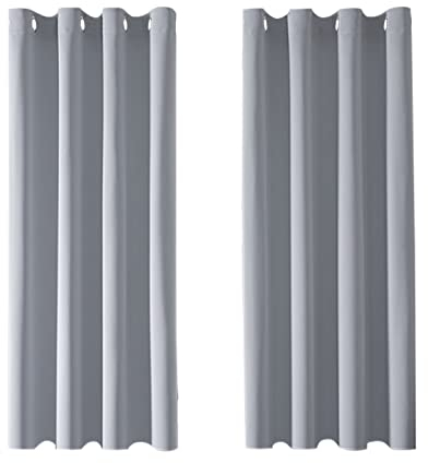 MRTREES Light Grey Curtains Blackout Curtains Bedroom 54 Drop 2 Panels Eyelet Thermal Curtain for Living Room Soft Texture Window Treatments for Kids 46x54 Inch 117x137 CM