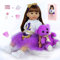 ZIYIUI 24 Zoll Reborn Babypuppen Weiche Vinyl Silikon Simulation 60cm Reborn Babys Lebensechte Mädchen Junge Spielzeug Weihnachten Geschenk Spielzeug Trage EIN lila Kleid