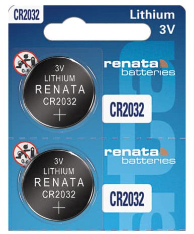 Renata CR2032 Lot de 2 piles bouton au lithium 3 V