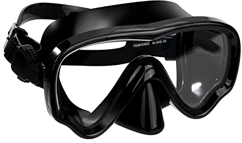 Taucherbrille Tauchmaske mit Antibeschlag Erwachsene Silikonband Verstellbares Unisex Nasenabdeckung für Mädchen Jungen Frauen Männer Freitauchen Schnorchel Trocken Anti-Leck Schwarz