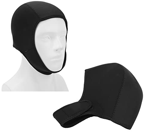 Tbest Schnorchelhut, Tauchhaube Neoprenanzug Kopfhaube Herren Damen, Thermische Schwimm Surf Sturmhaube UV-Schutz Segelkappe Schnell Trocknende Tauchkappe für Männer Frauen (Schwarz)