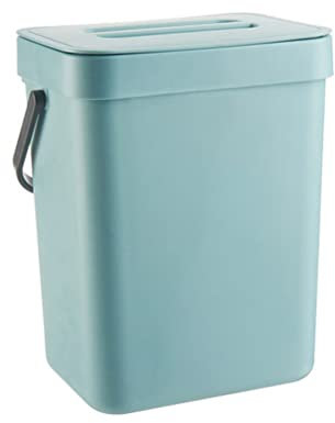 BSTCAR Poubelle à Compost de Cuisine 3L, Petite Poubelle Suspendue, Caddie à Compost de Cuisine avec Poignée et Couvercle Amovible (Bleu)